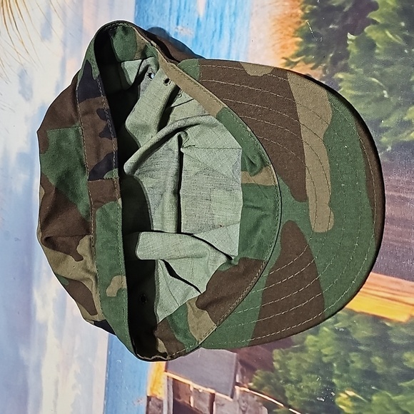 Vintage Camo Hat Cap‎ with Brim Army Marines XL - Picture 8 of 8